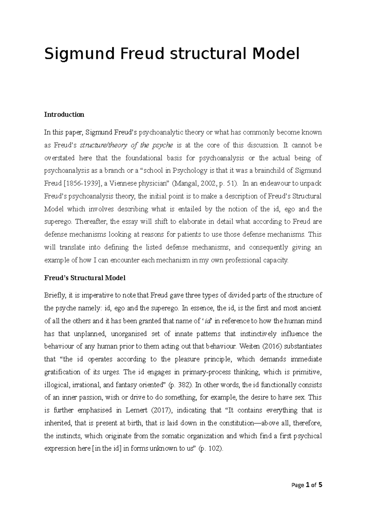 Sigmund Freud - Amilca Phatlane - Sigmund Freud structural Model ...