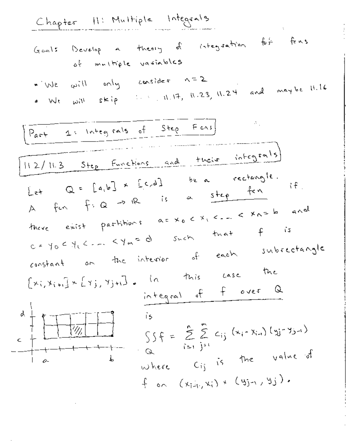 Chapter 11 part 1 - Chapter 11: Multiple Integrals Goal: Develop a ...