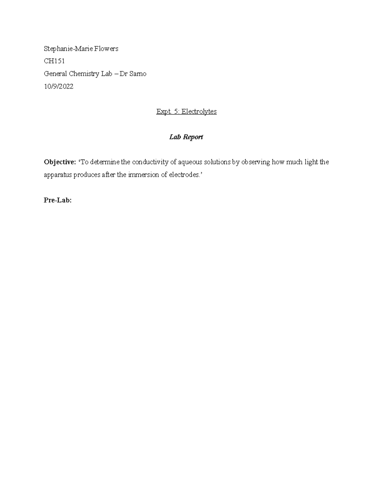 Lab Report 5 Electrolytes copy StephanieMarie Flowers CH General