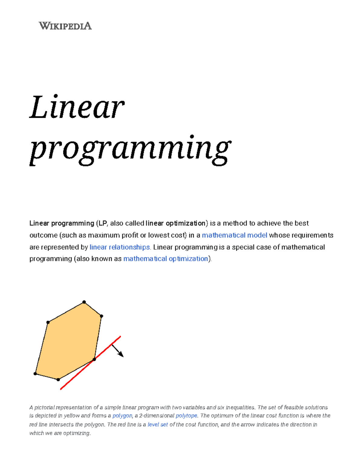 Linear programming - Wikipedia - Linear programming Linear programming ... image.