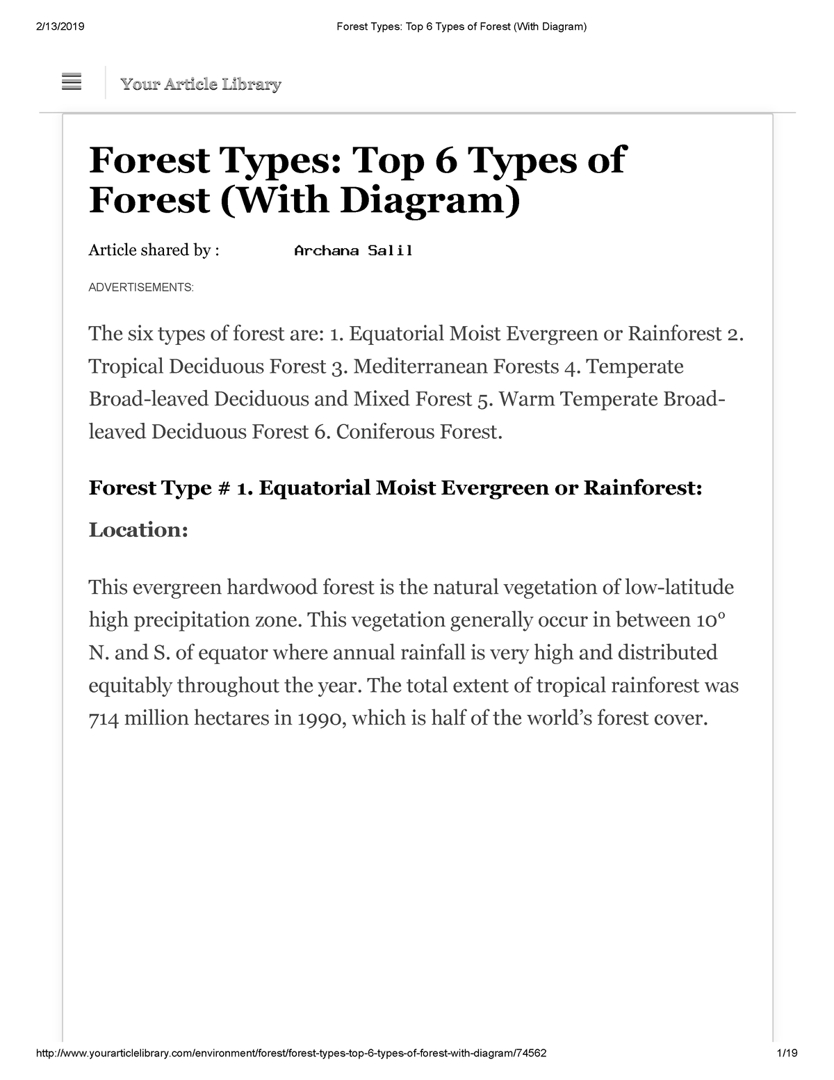 Forest Types Top 6 Types of Forest (With Diagram) - Your Article ...