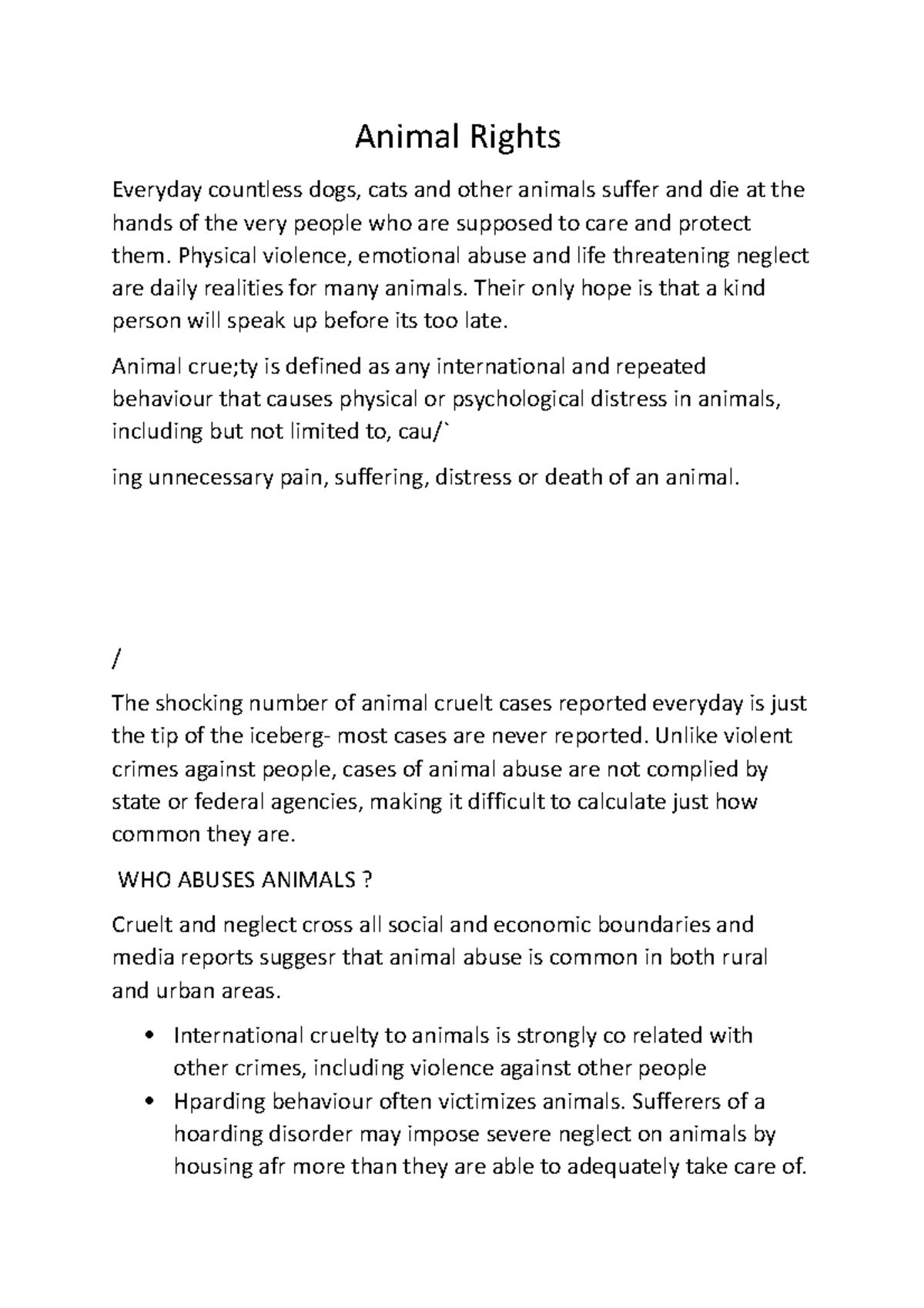 Animal Rights - Animal Rights Everyday countless dogs, cats and other ...