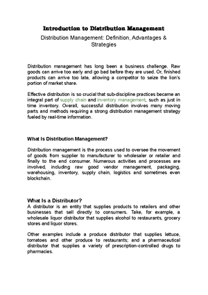 Distribution Management - Distribution Management Distribution ...