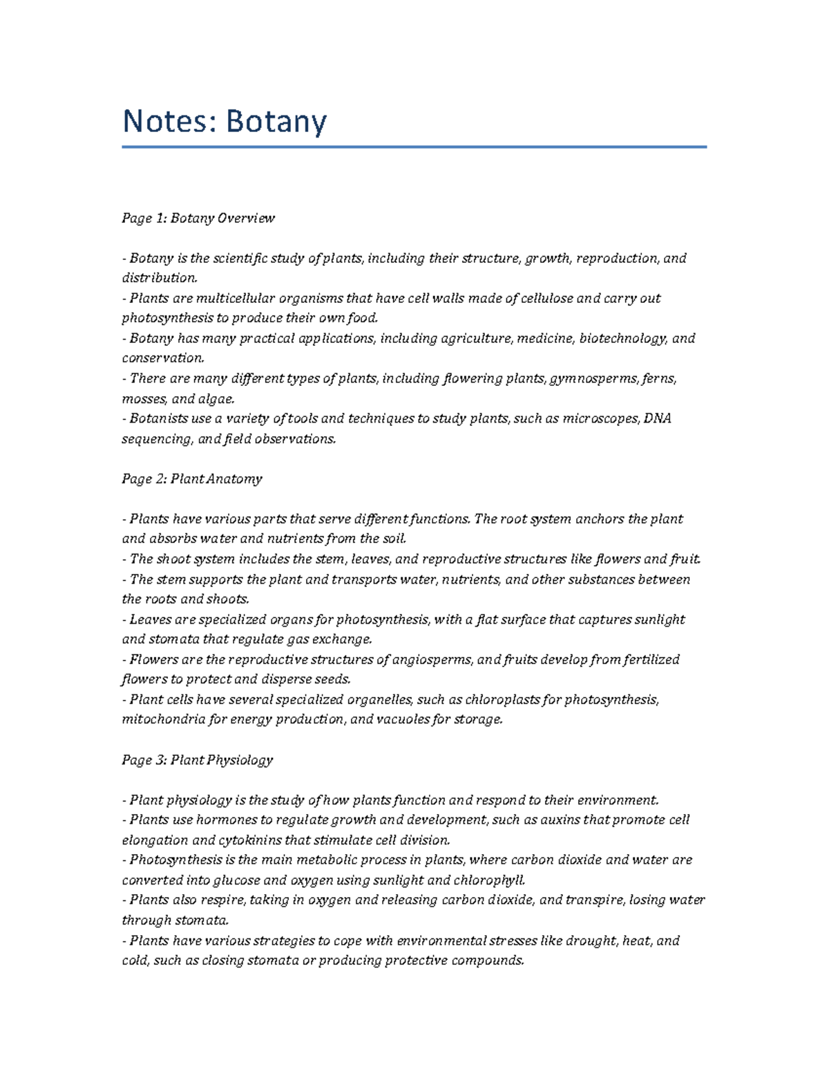 Botany - Plants are multicellular organisms that have cell walls made ...