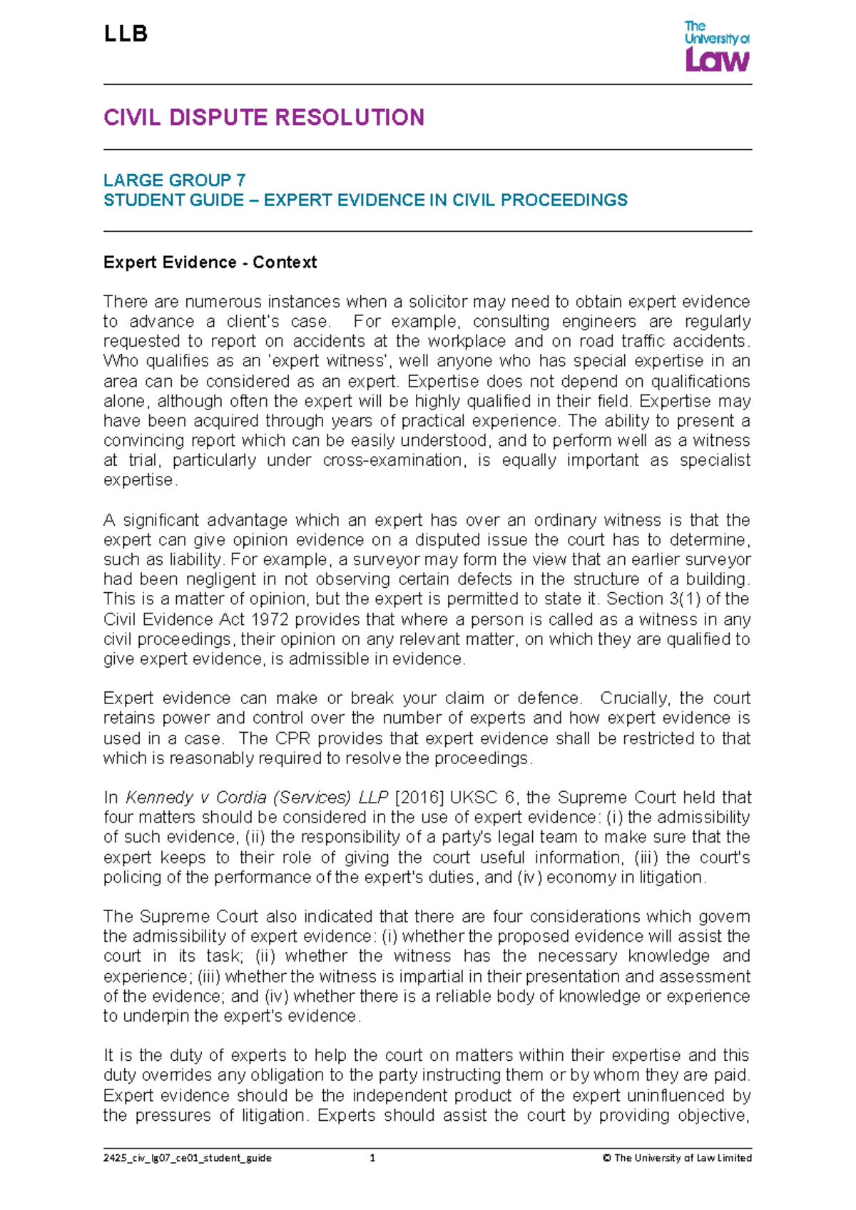 LG7 - CDR - Large group 7 - CIVIL DISPUTE RESOLUTION LARGE GROUP 7 ...