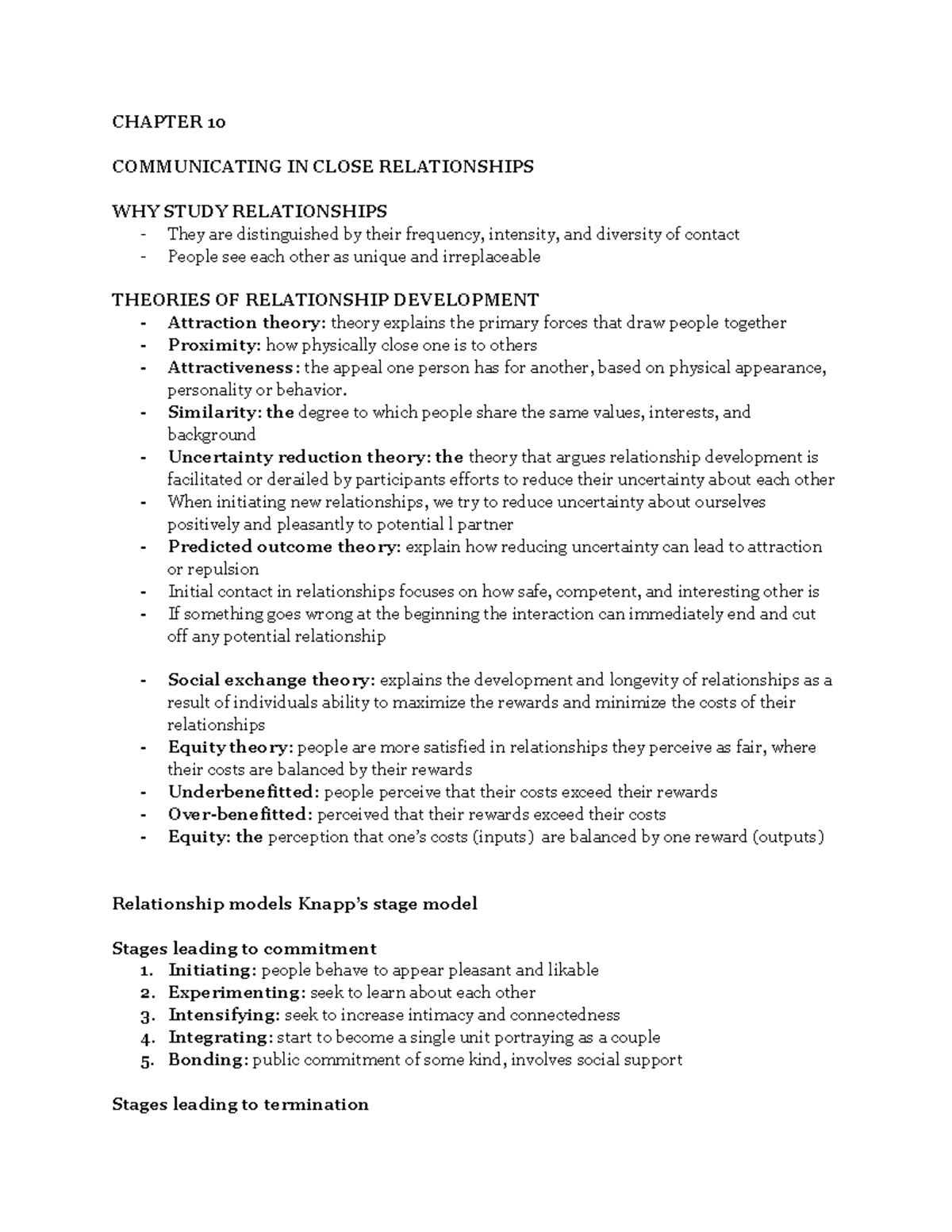 Chapter 10 - COMMUNICATING IN CLOSE RELATIONSHIPS - CHAPTER 10 ...