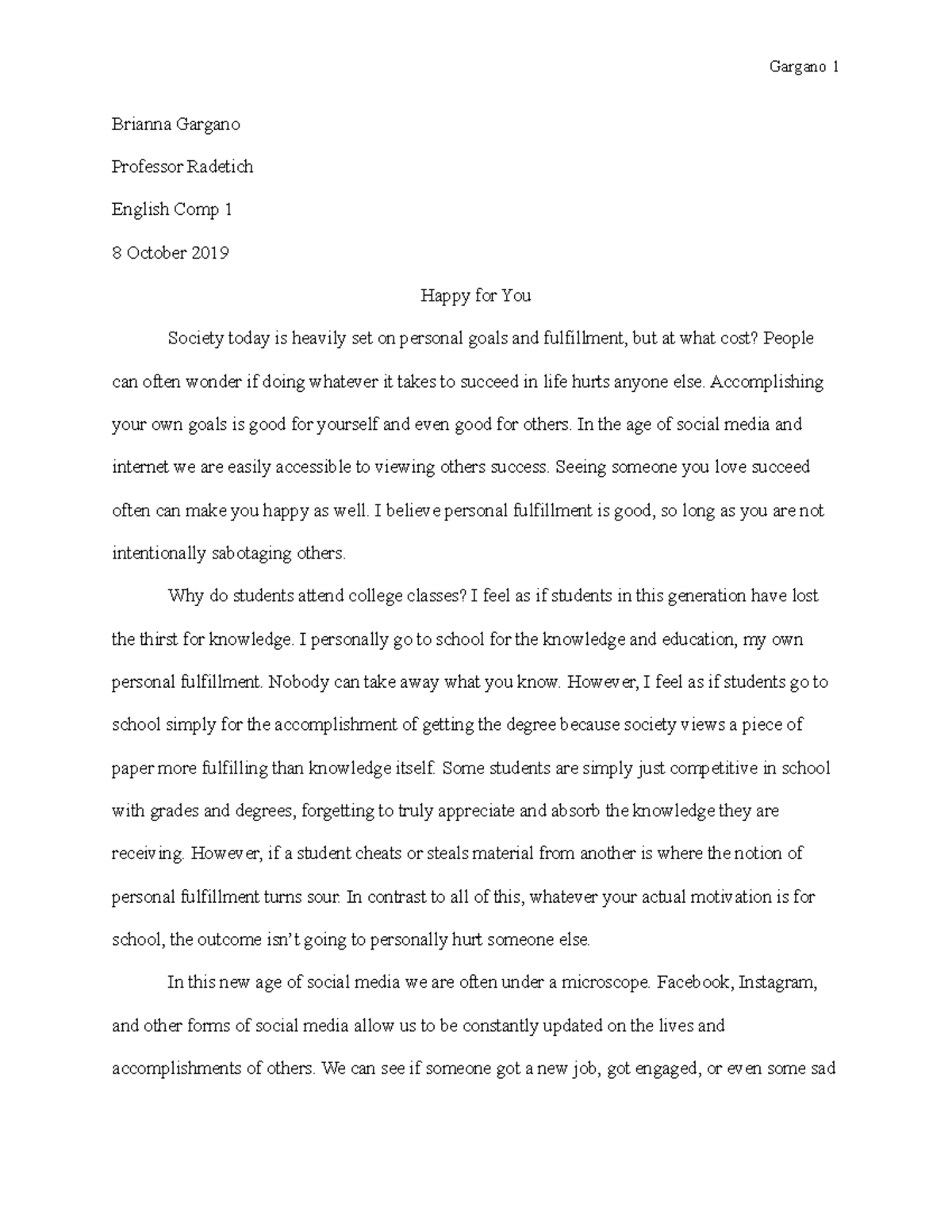 meaning of fulfillment essay