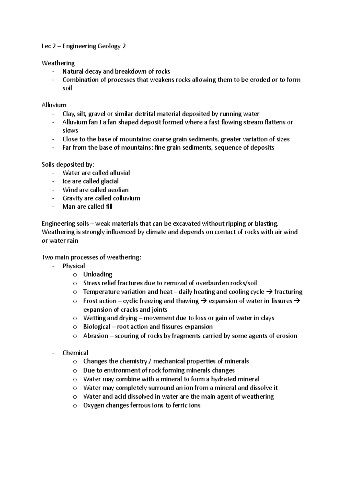 Lec 2 - Geology 2 - Lec 2 - Lec 2 – Engineering Geology 2 Weathering ...