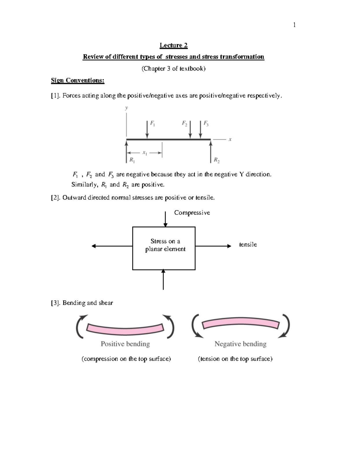 L02 - lec notes - Lecture 2 Review of different types of stresses and ...