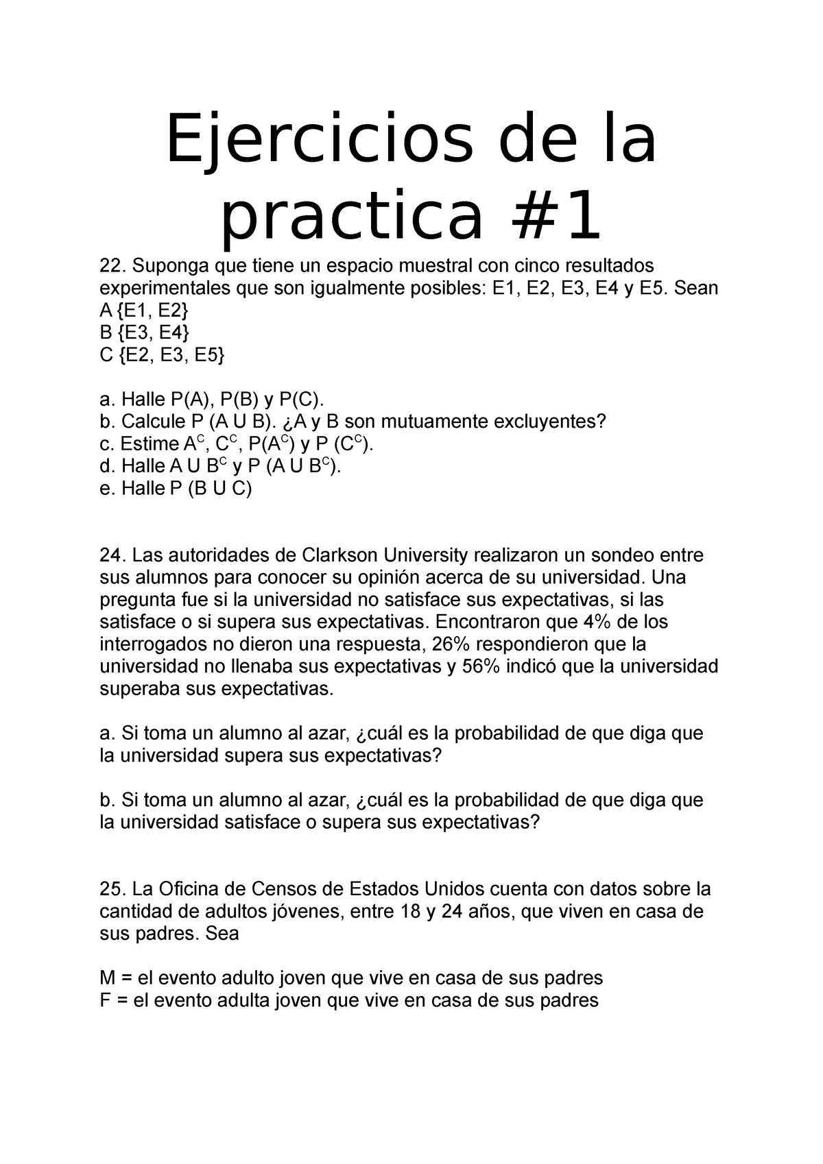 Ejercicios De La Practica #1 - Ejercicios De La Practica Suponga Que ...