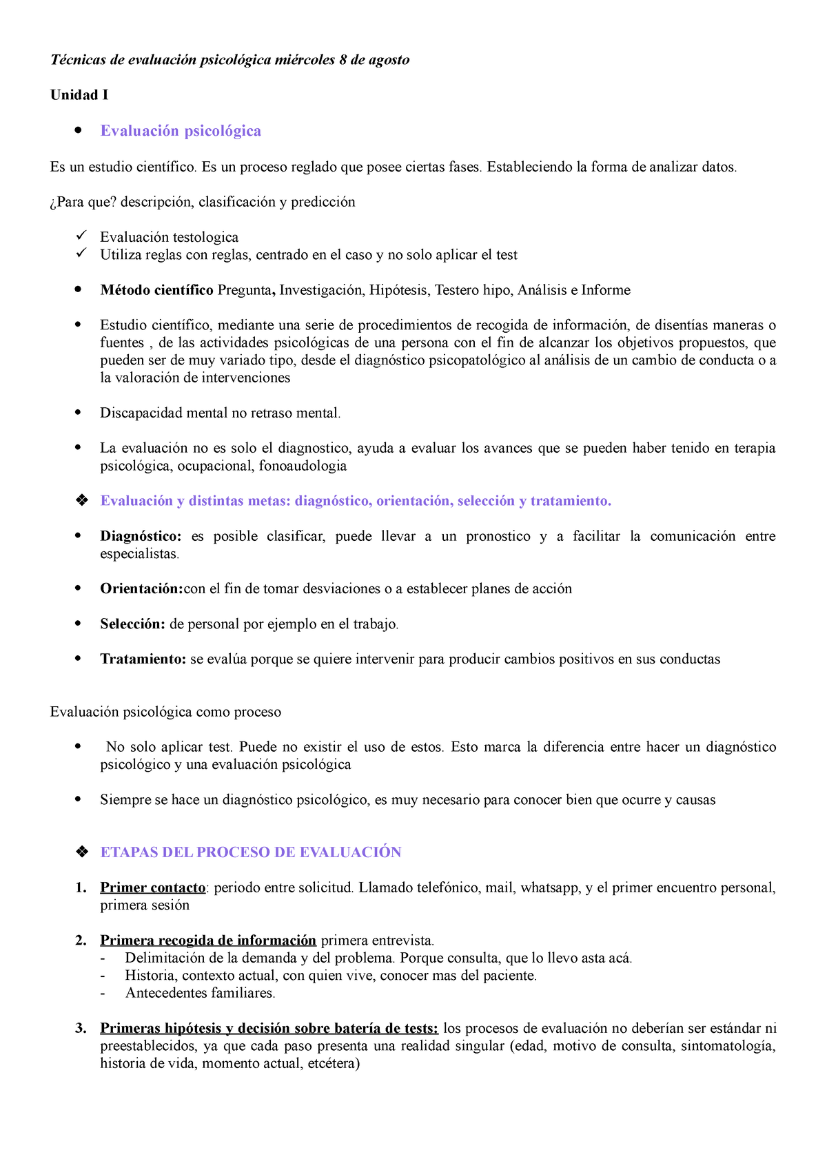 Apuntes Técnicas Psicológicas - Técnicas De Evaluación Psicológica ...