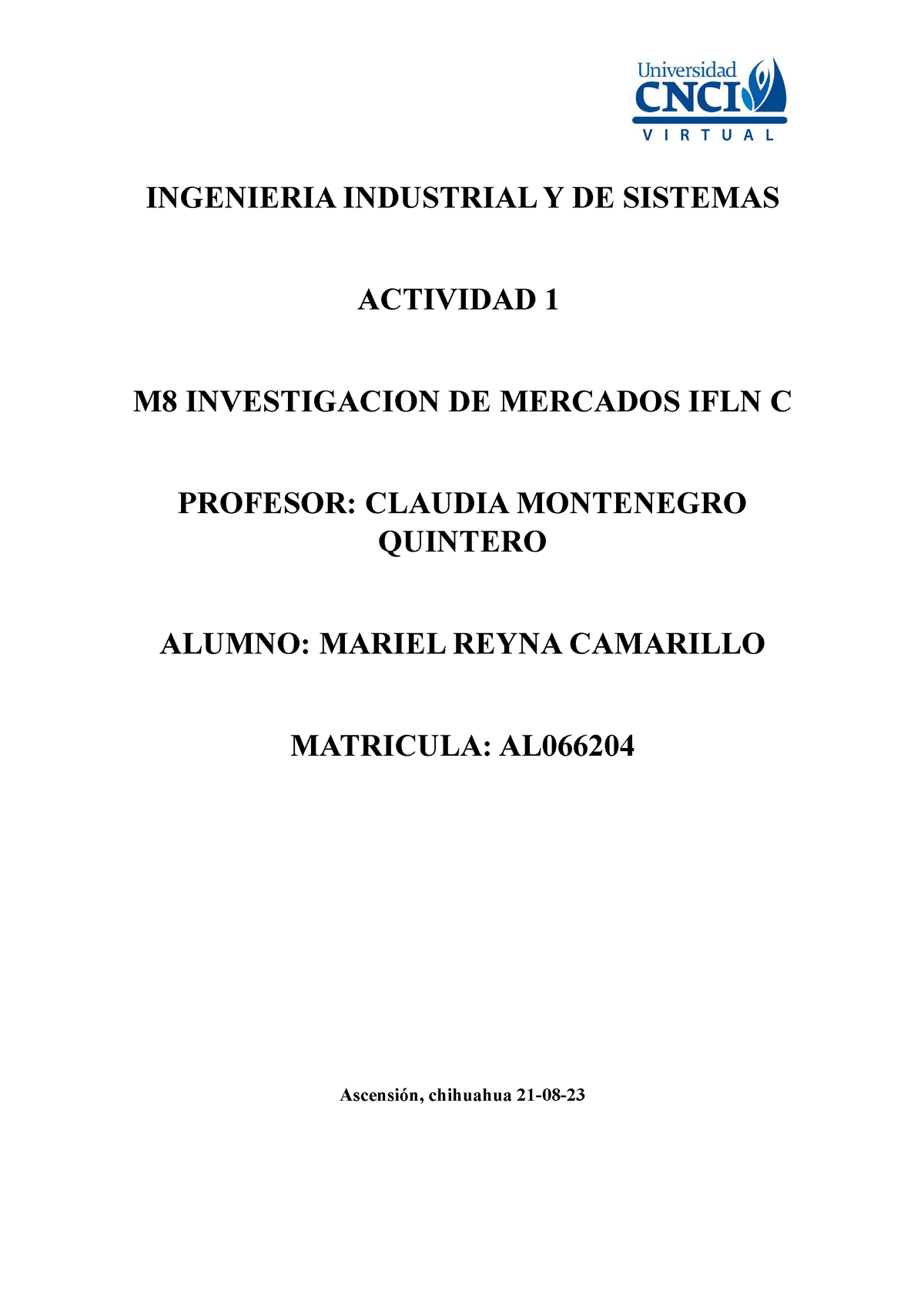 M8 Investigacion De Mercados - INGENIERIA INDUSTRIAL Y DE SISTEMAS ...