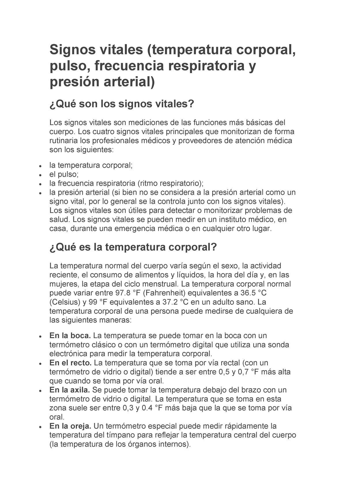 Signos Vitales Ii Lectura Sesión Ii Signos Vitales Temperatura Corporal Pulso Frecuencia 2497