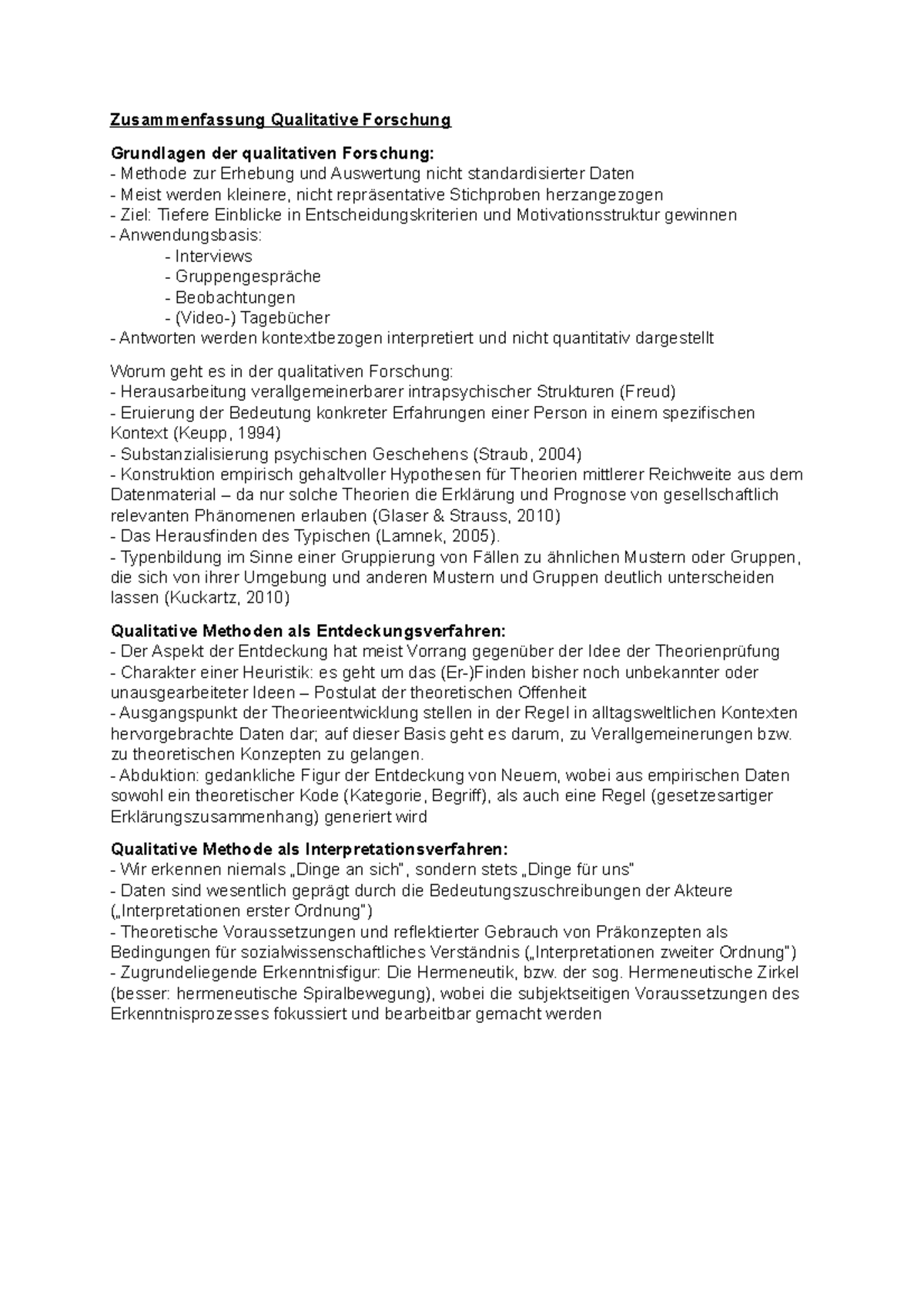 Zusammenfassung Qualitative Forschung - Wissenschaftliche Methoden ...