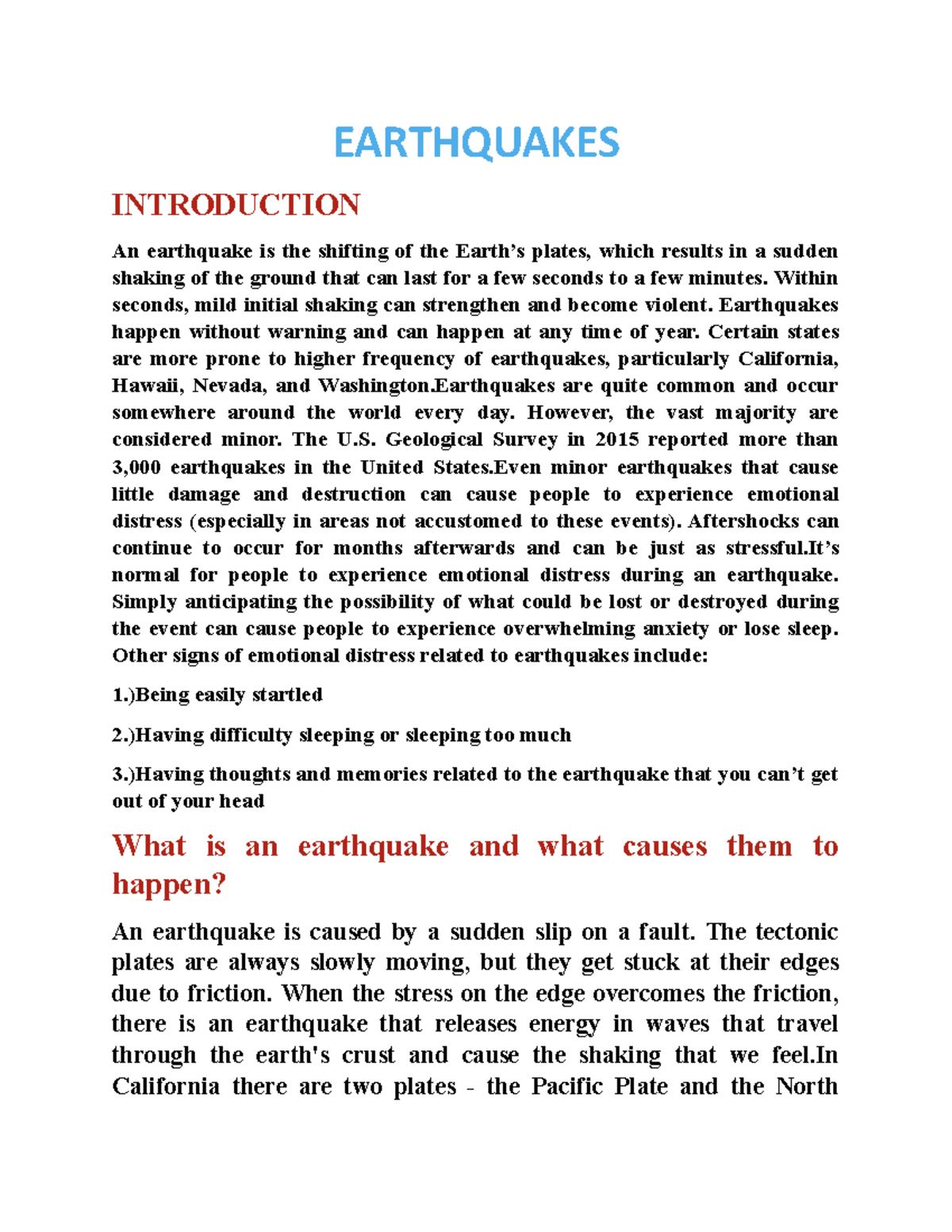 Final Product - Reaction paper about the core - EARTHQUAKES ...