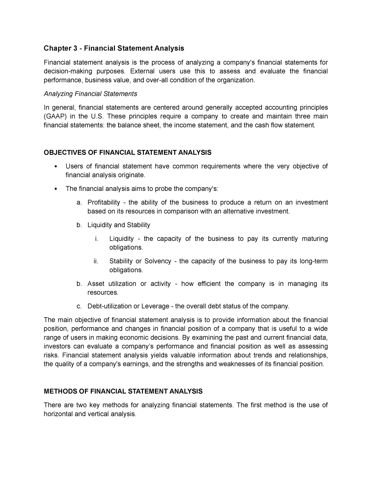 CH4 - Financial Statement Analysis - Chapter 3 - Financial Statement ...