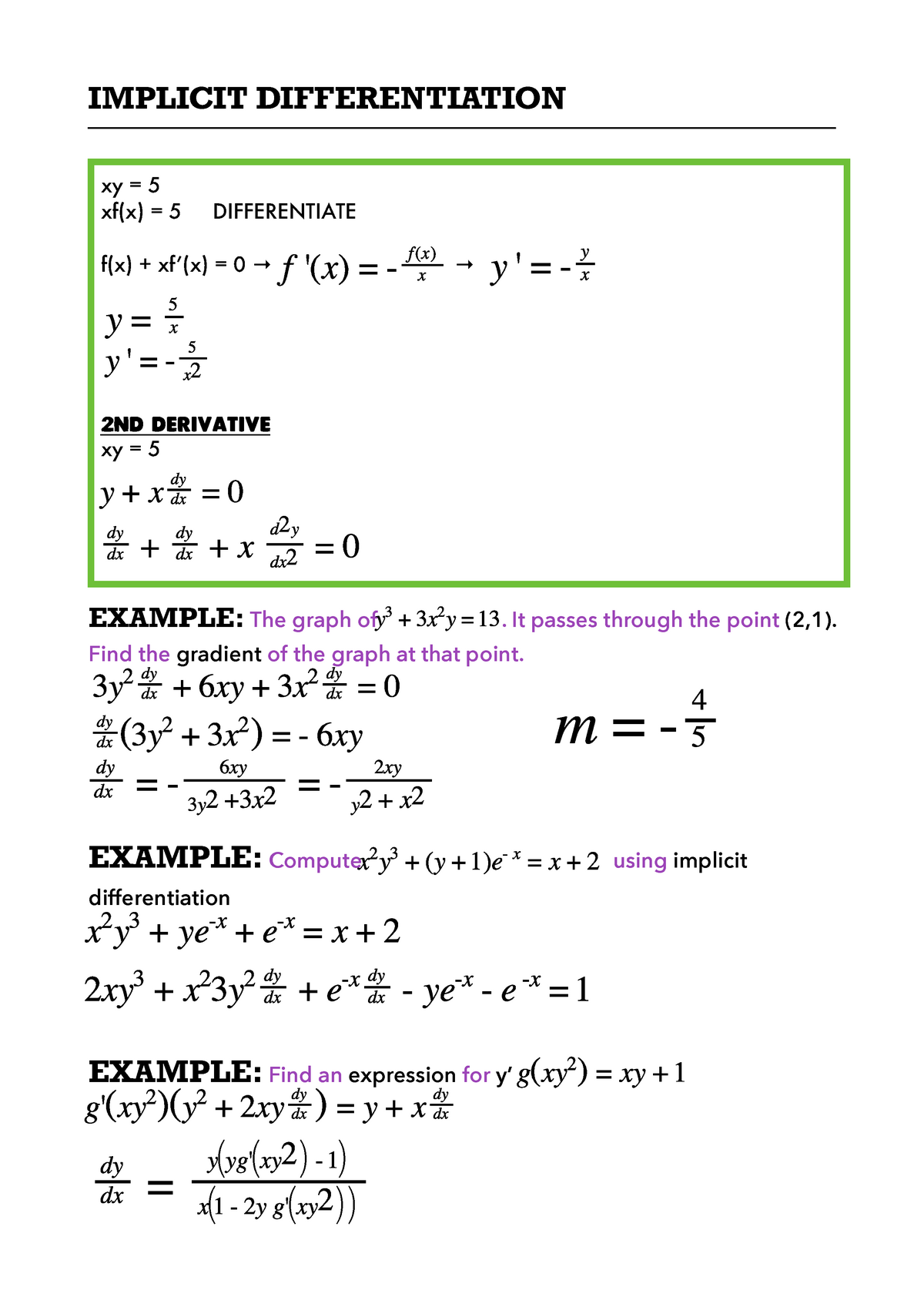 Implicit Differentiation Lesson 3 Implicit Differentiation Xy 5 Xf X 5 Differentiate F X 0 2nd Studocu