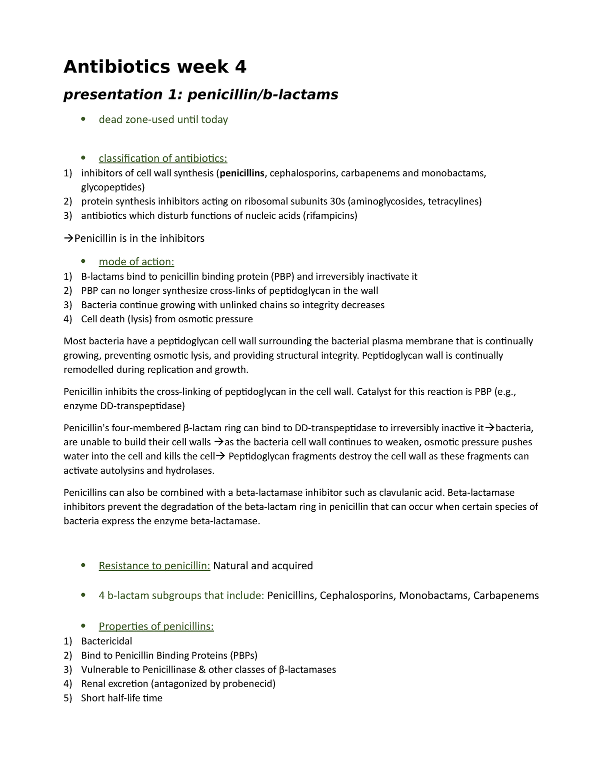 Week 4 Penicillins - Antibiotics Week 4 Presentation 1: Penicillin/b ...