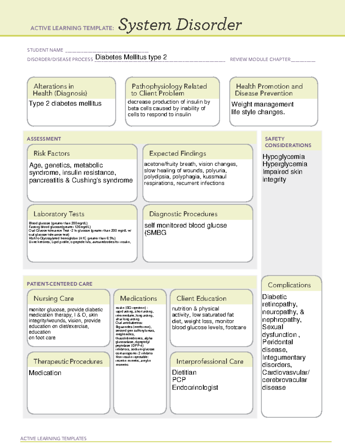 Diabetes type 2 - system disorder - ACTIVE LEARNING TEMPLATES System ...