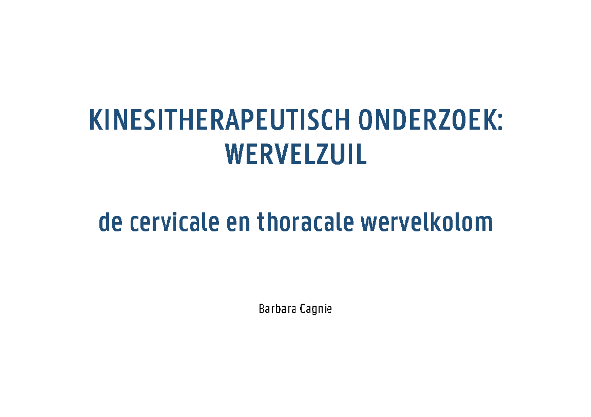 Ppt Theorie Tweede Bachelor Kine Onderzoek Cerv Thoracaal 1 Slide Per ...