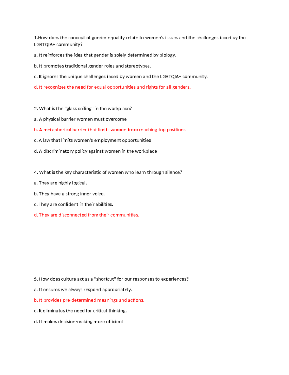Prelim 1 - Assignment - 1 does the concept of gender equality relate to ...