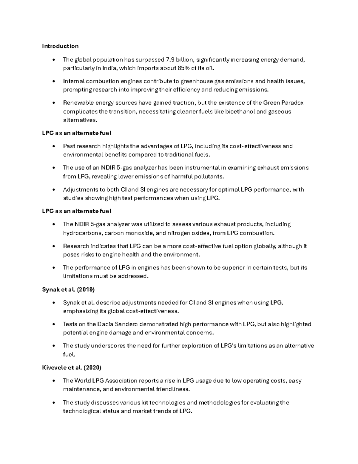 Introduction Case Study about Alternative fuels Introduction • The