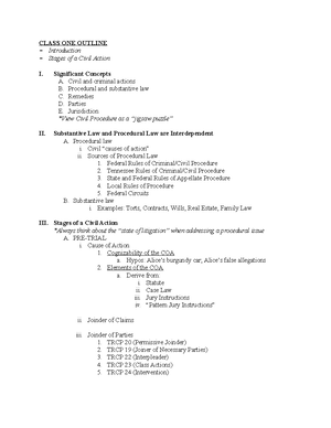 Civ Pro Outline - Summary Civil Procedure - SPECIFIC PERSONAL ...