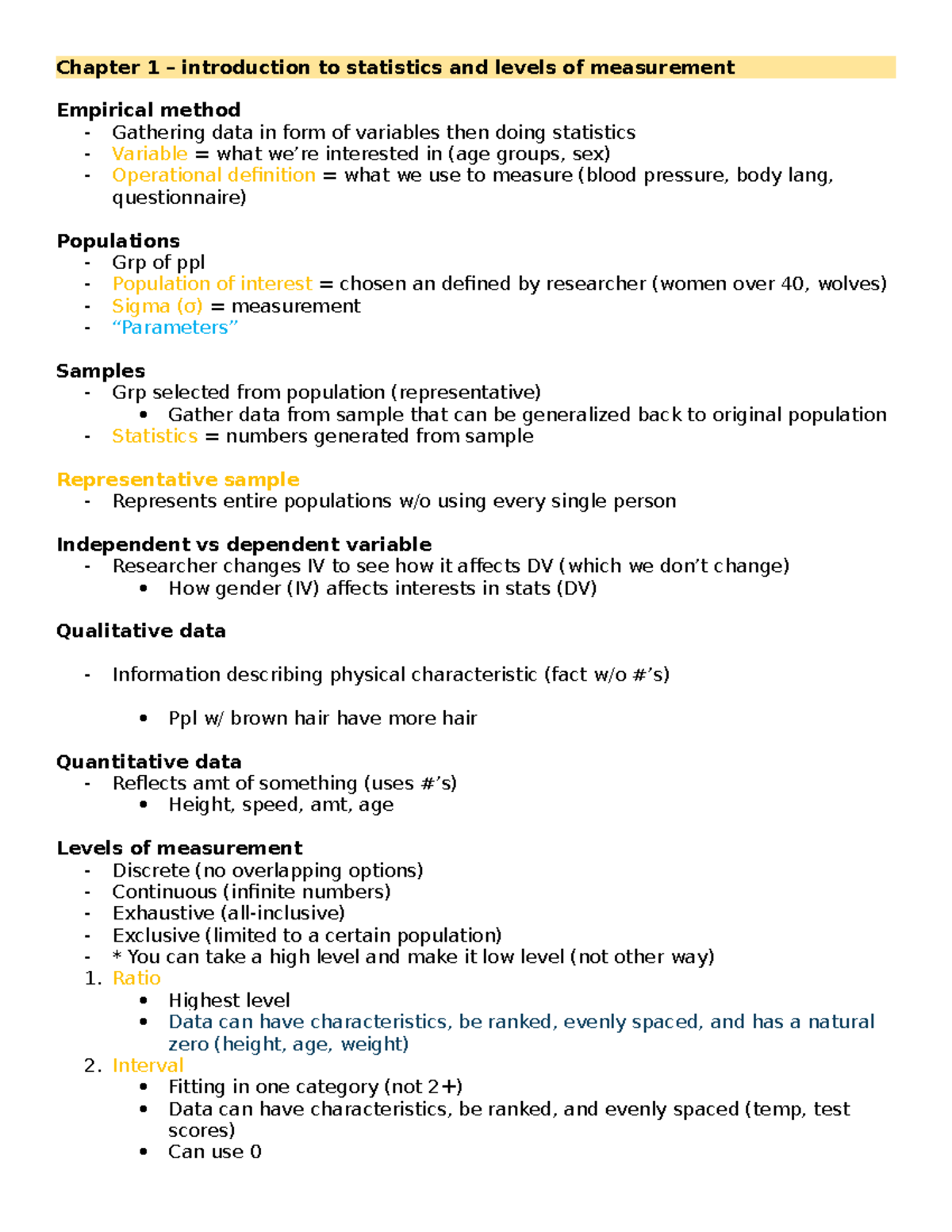 1. Introduction To Statistics And Levels Of Measurement - Chapter 1 ...