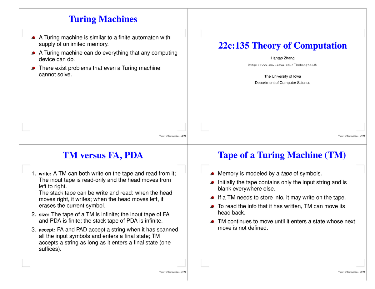 Turing Machines Lecture Notes Lecture 4 Es 26 Studocu