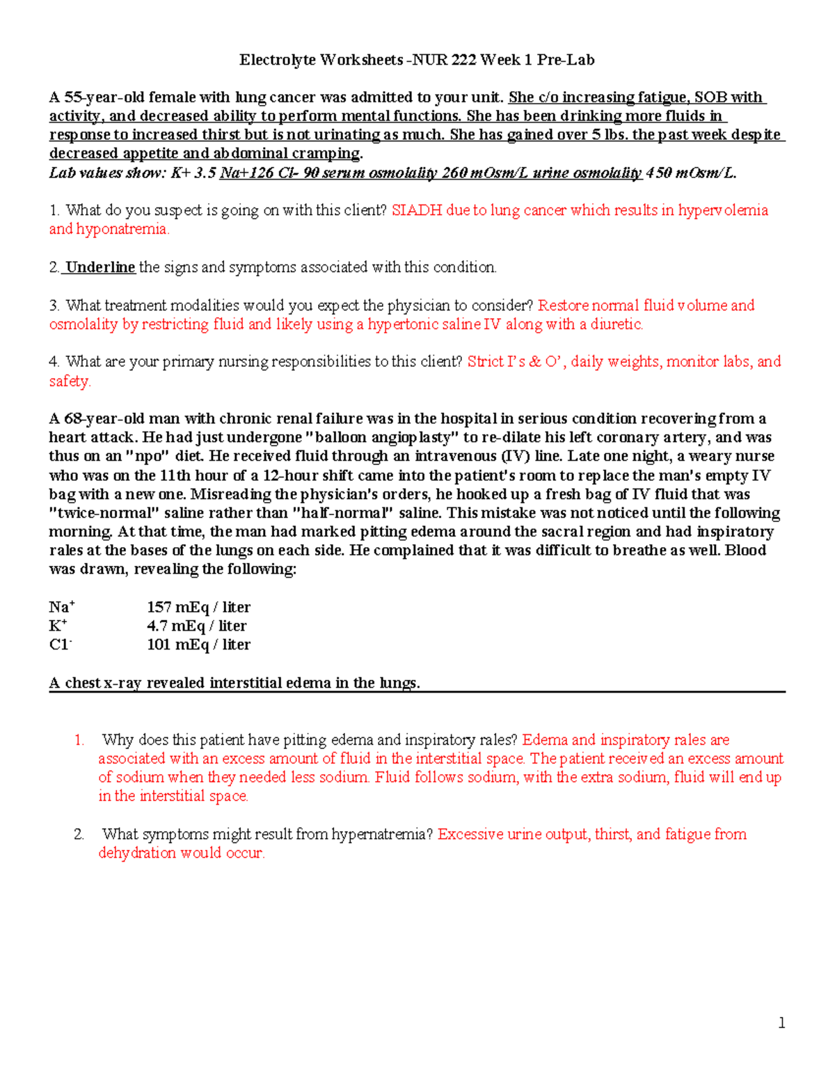 Week 1 Prelab Electrolyte Case Studies Completed Electrolyte