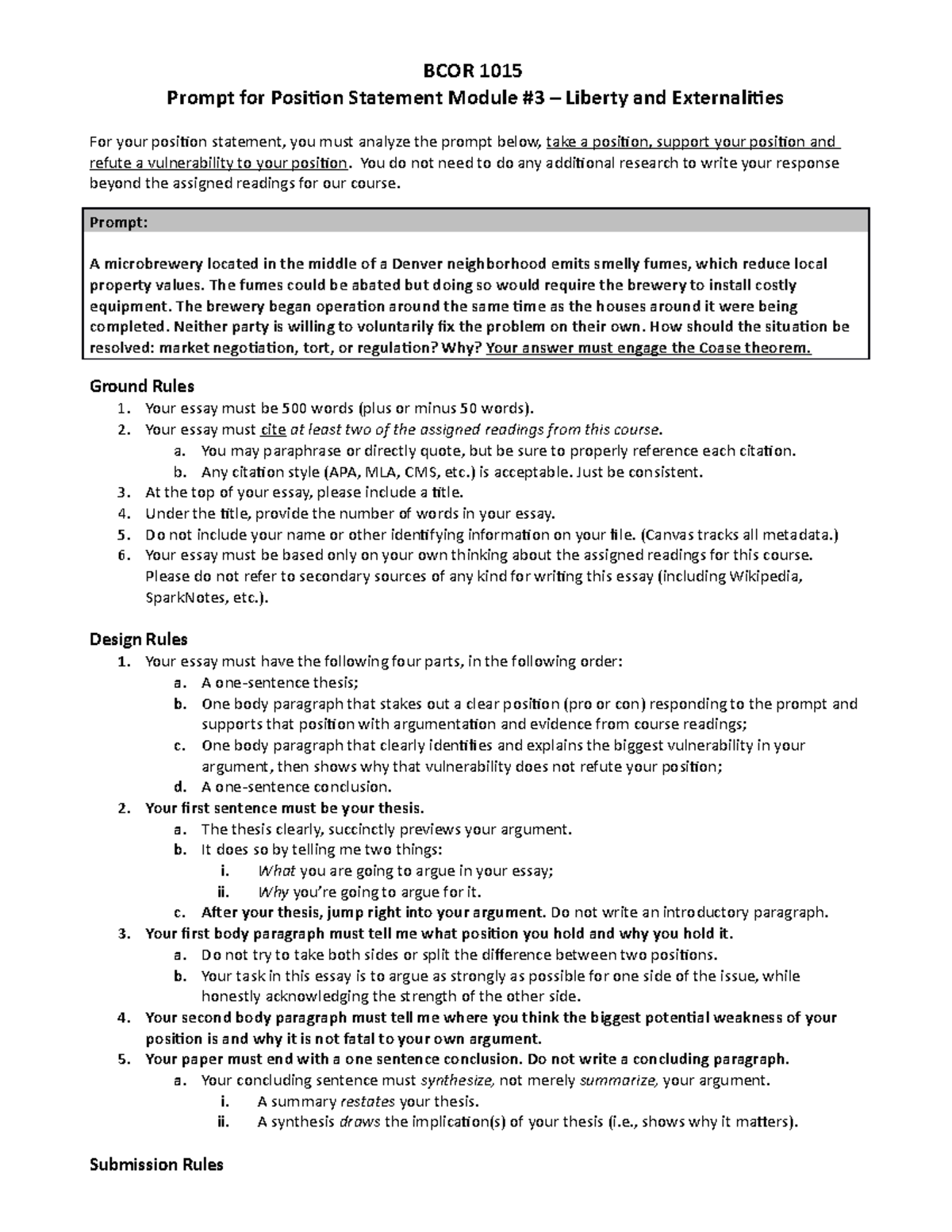 Position Statement #3 Prompt and Guidelines (Nunziato) - BCOR 1015 ...