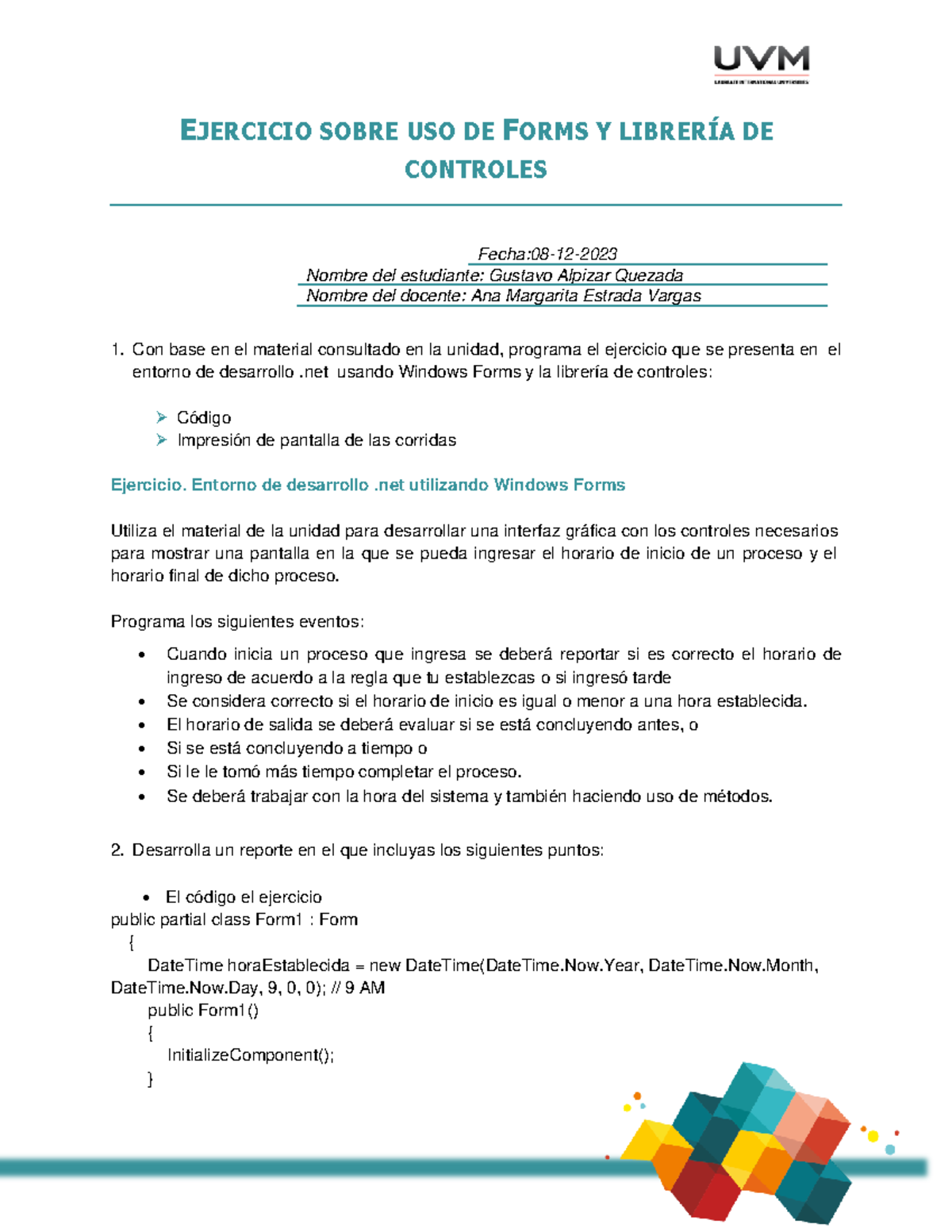 A12 ejercicio programacion avanzada - EJERCICIO SOBRE USO DE FORMS Y ...