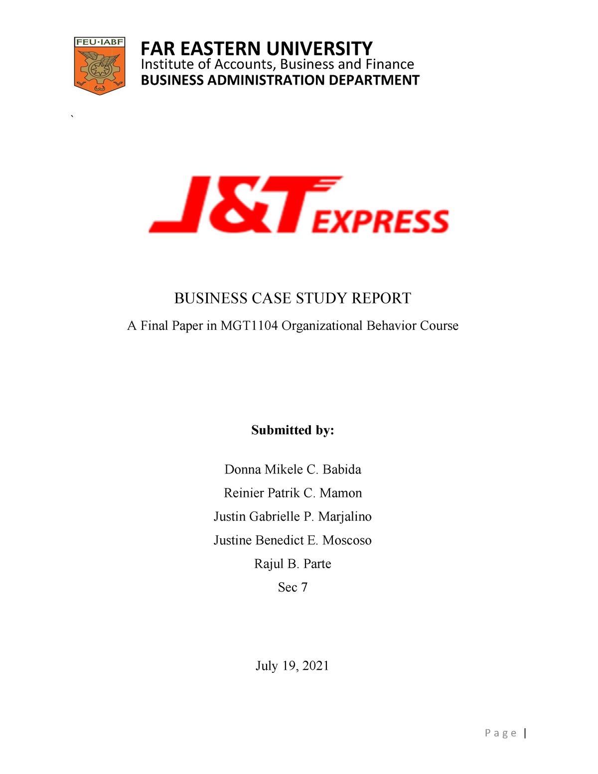 case study about j and &t express