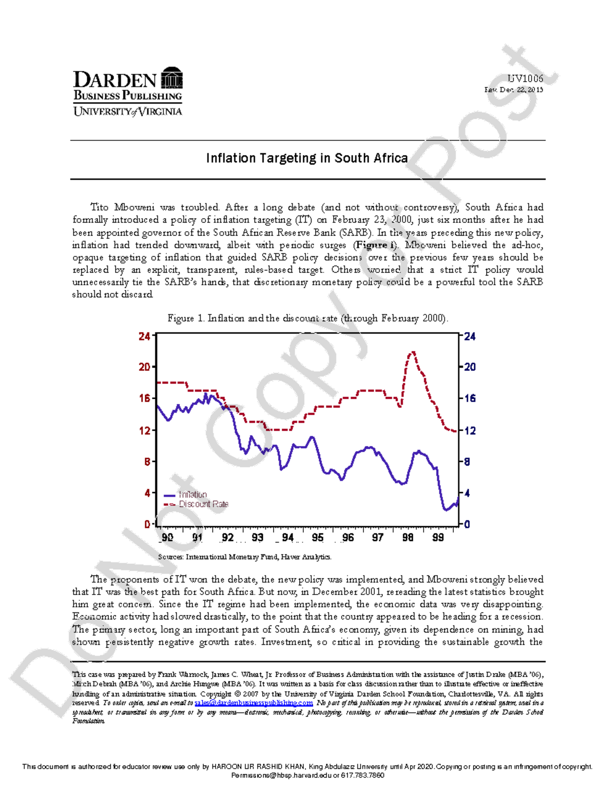 South Africa inflation targeting - UV Rev. Dec. 22, 2015 This case was ...