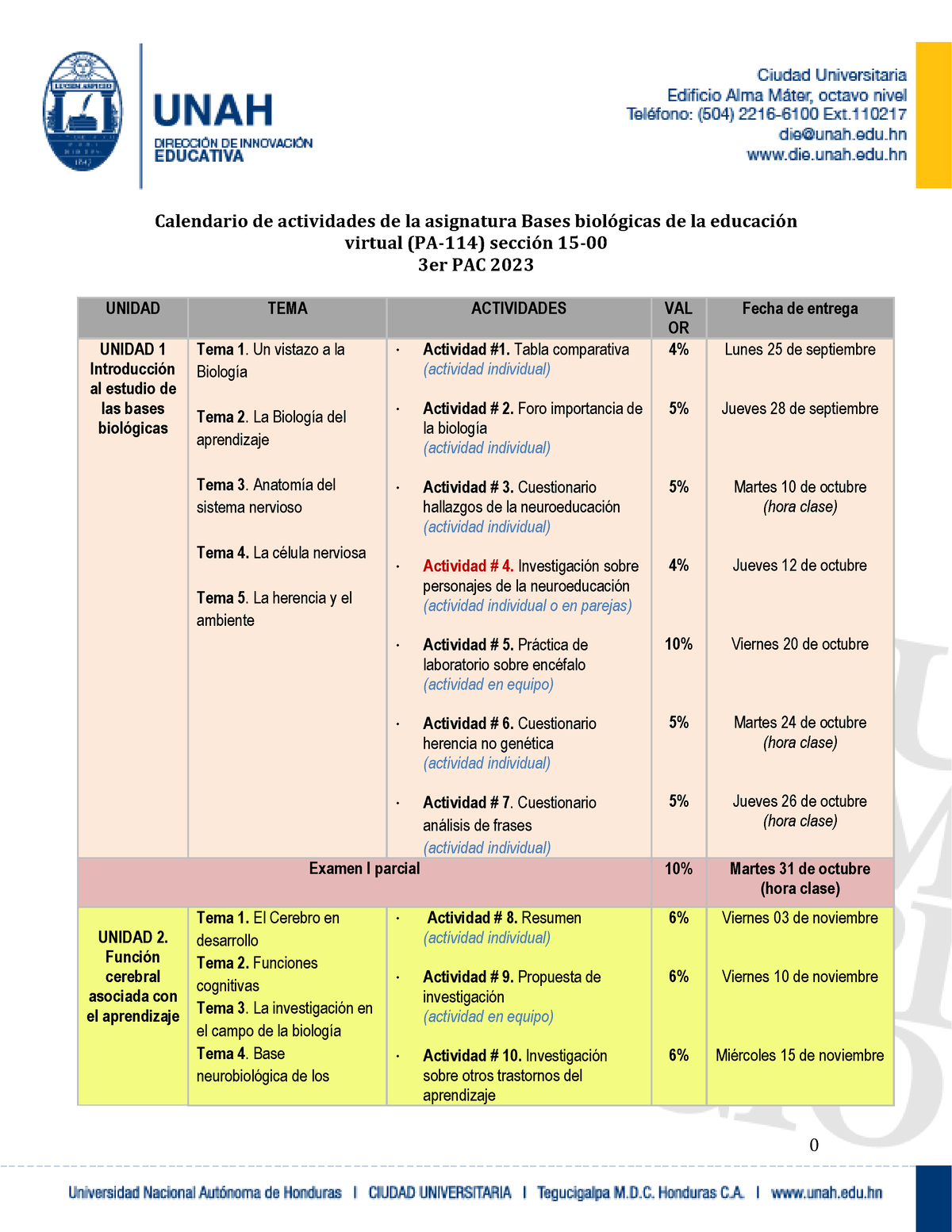 Calendario De Actividades Iii Pac 2023 15 00 0 Calendario De Actividades De La Asignatura 1738