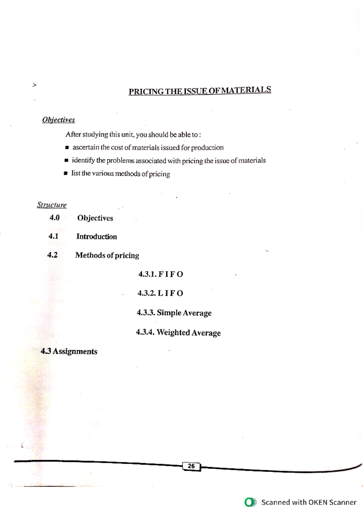 Pricing the issue of Materials Costing - B.Com - Studocu