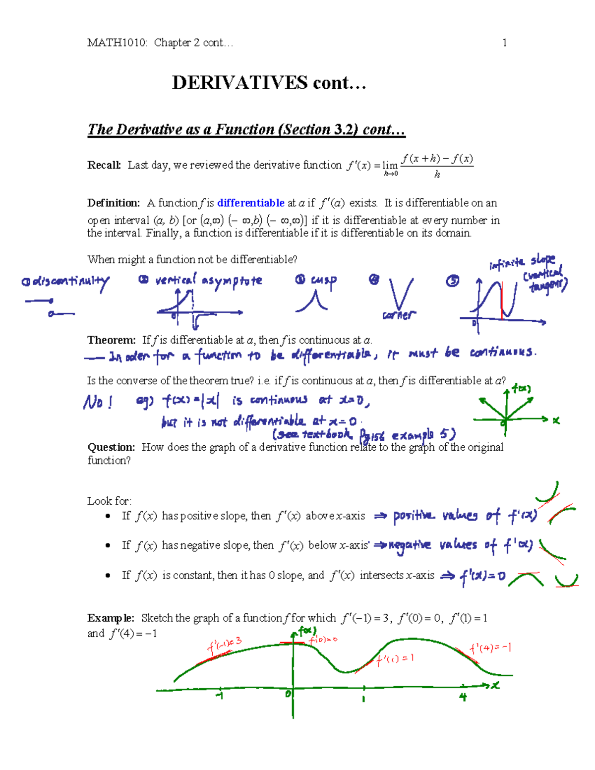 Week4 derivdiffrulestrig - DERIVATIVES cont& The Derivative as a ...