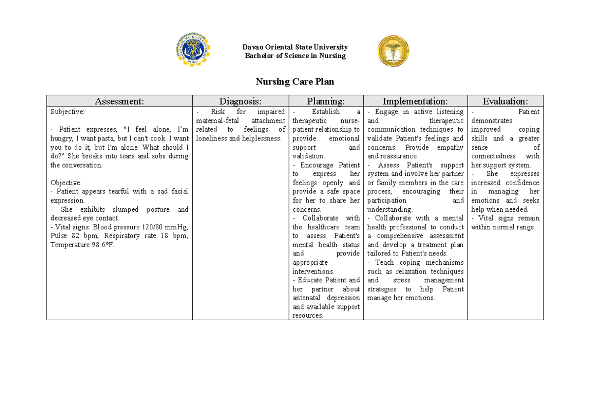 Nursing-Care-Plan - Sample Nursing Care Plan - Davao Oriental State ...