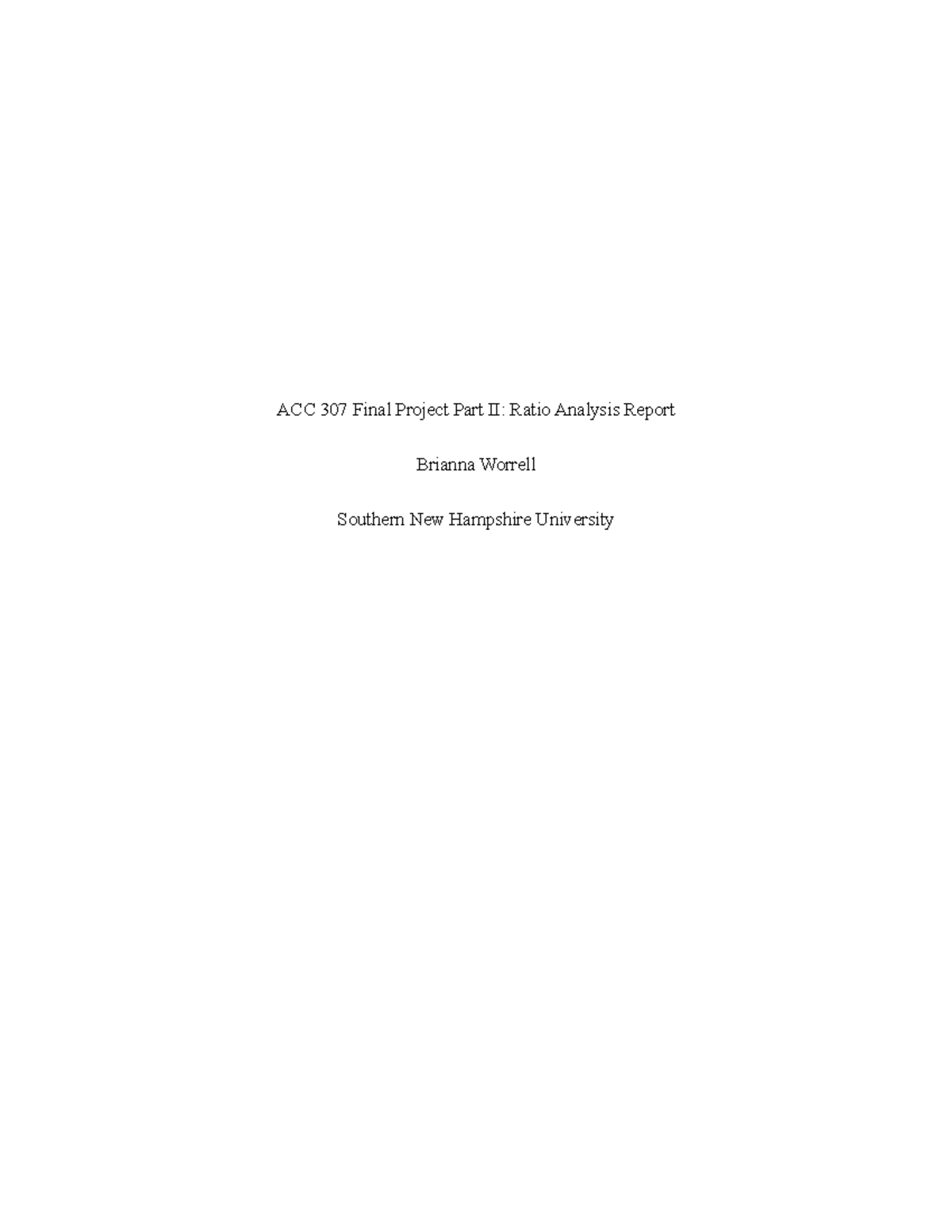 Acc 307 Final Project Part Ii Module 8 Acc 307 Final Project Part Acc 307 Final Project Part Ii Module 8 Acc 307 Final Project Part