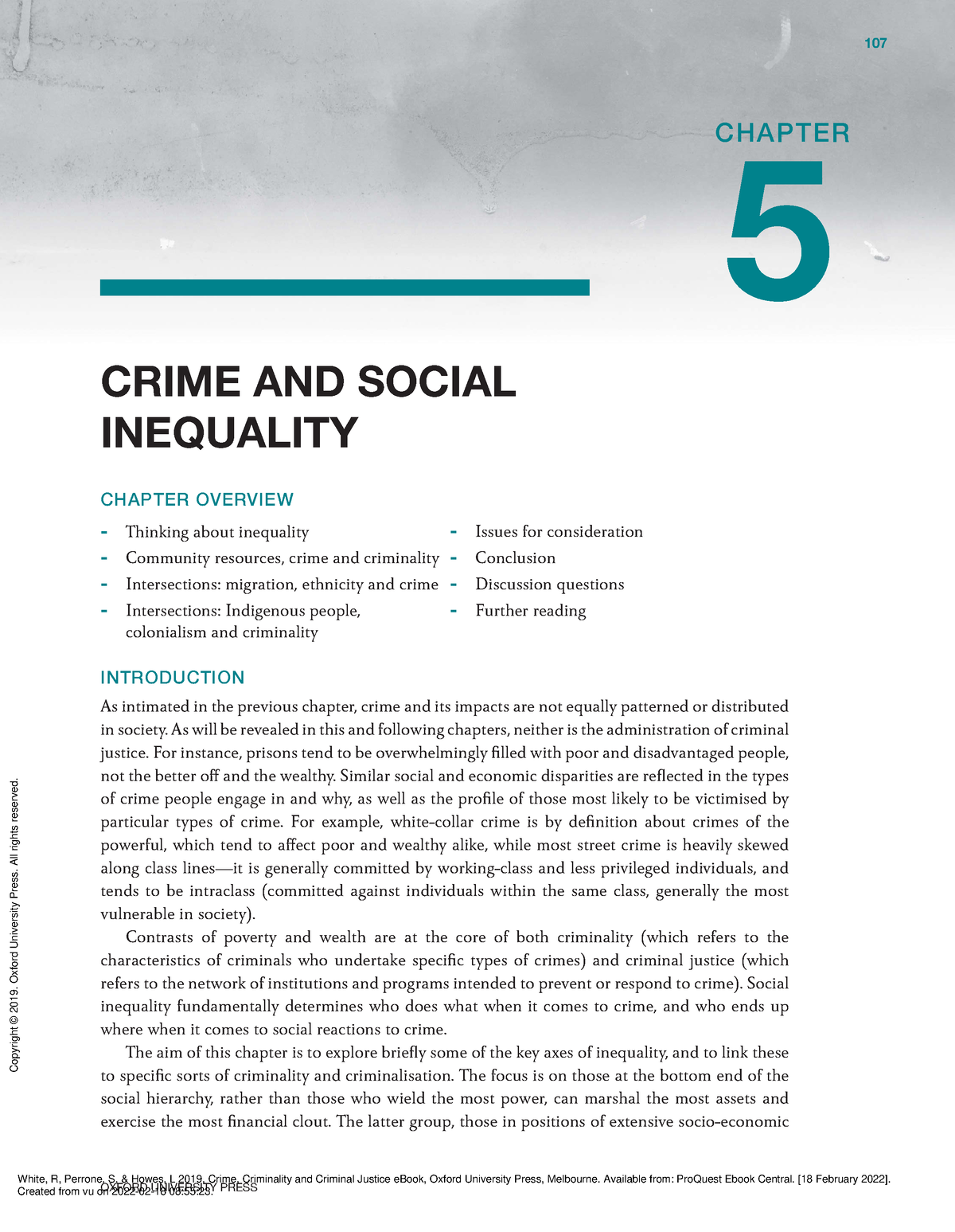 Chapter 5 - Crime And Social Inequality - Oxford University Press 107 