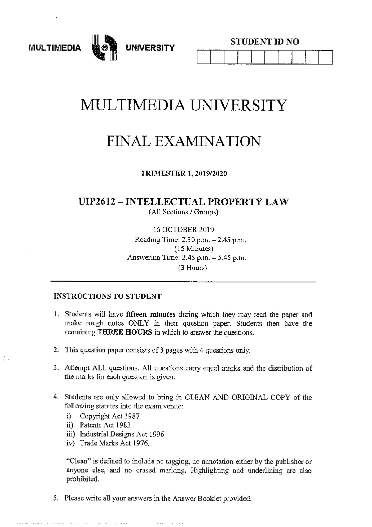 Intellectual Property Law Finals Paper - Studocu