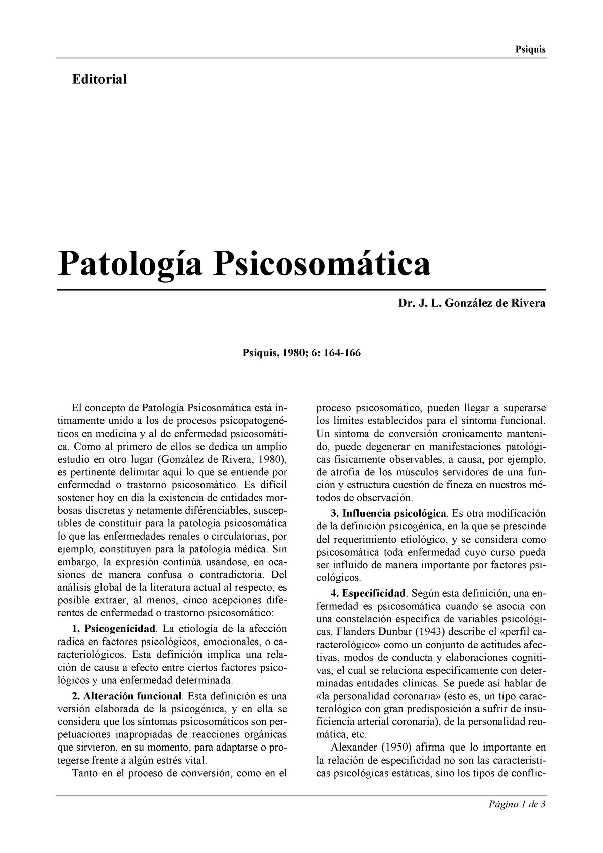 Patolog A Psicosom Tica Psiquis Editorial Pgina De Patolog A Psicosomtica Dr J L