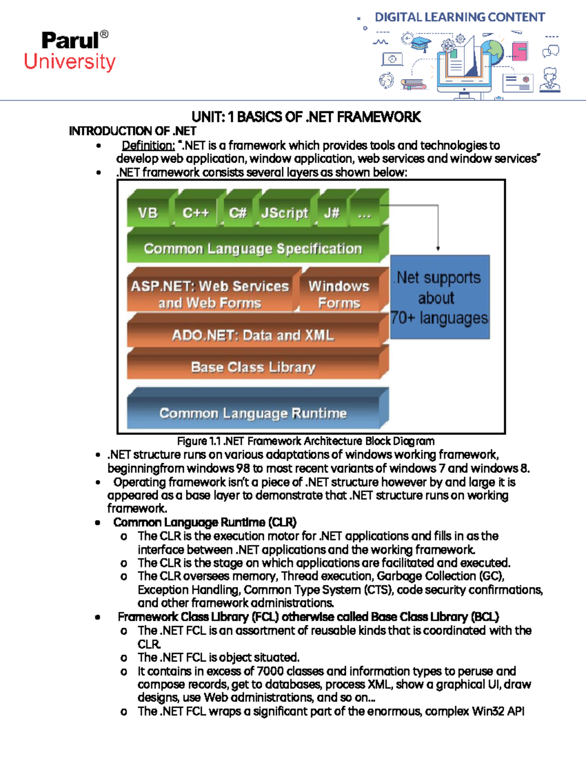 BASICS OF FRAMEWO UNIT 1 BASICS OF FRAMEWORK INTRODUCTION