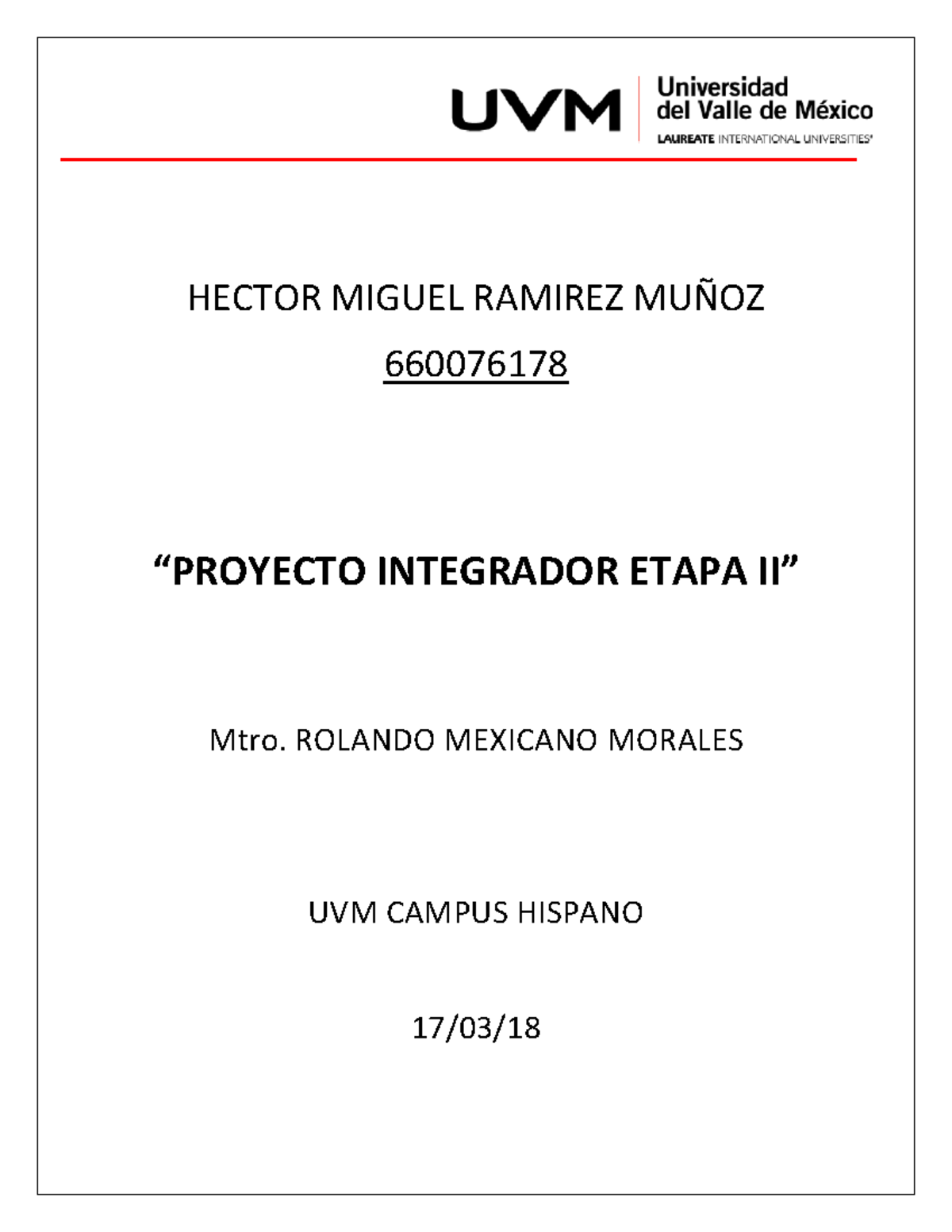 Proyecto Integrador Etapa 2 Hector Miguel Ramirez MuÑoz 660076178