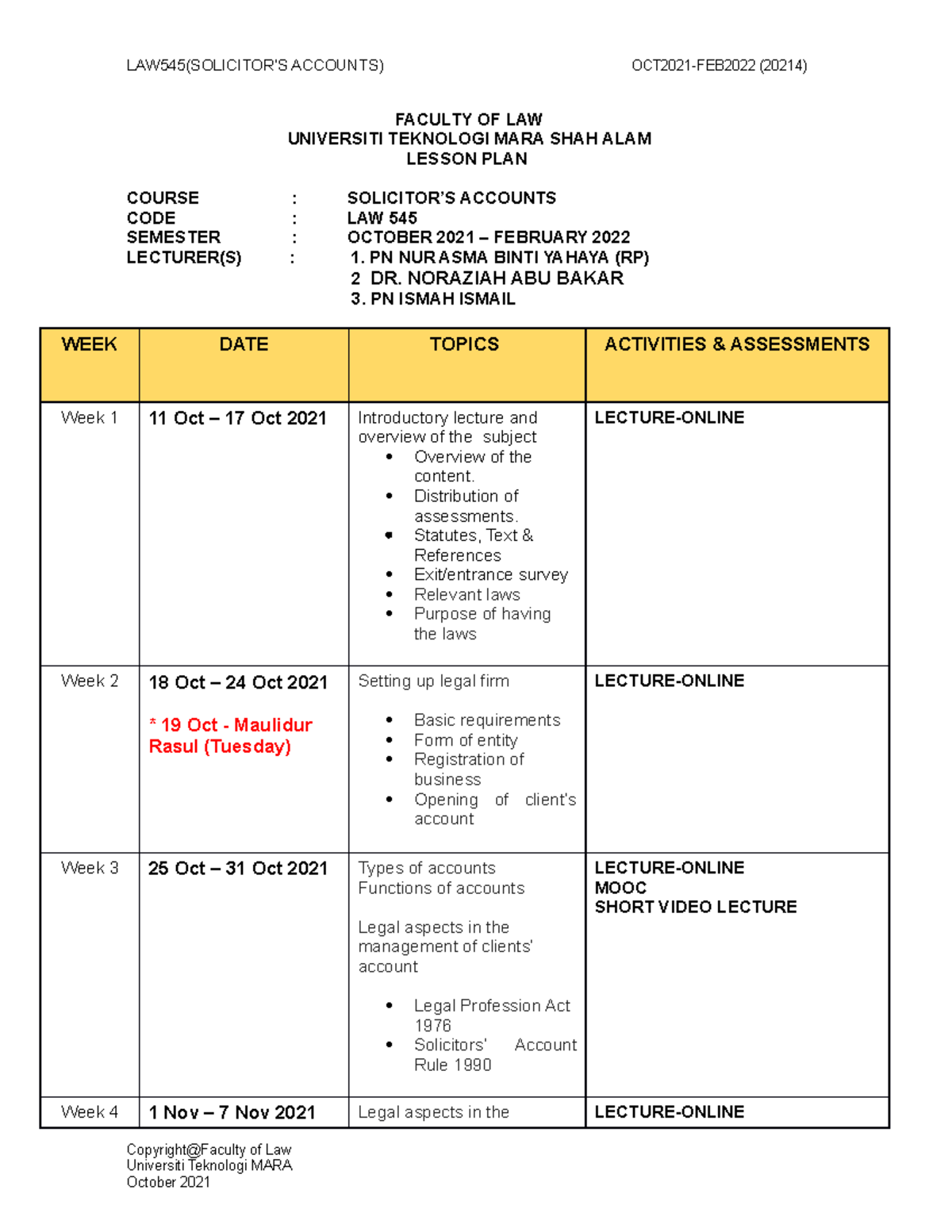 Ui Tmlaw Lesson PLAN FOR SEM OCT 2021 - FEB 2022 - Solicitors Accounts ...