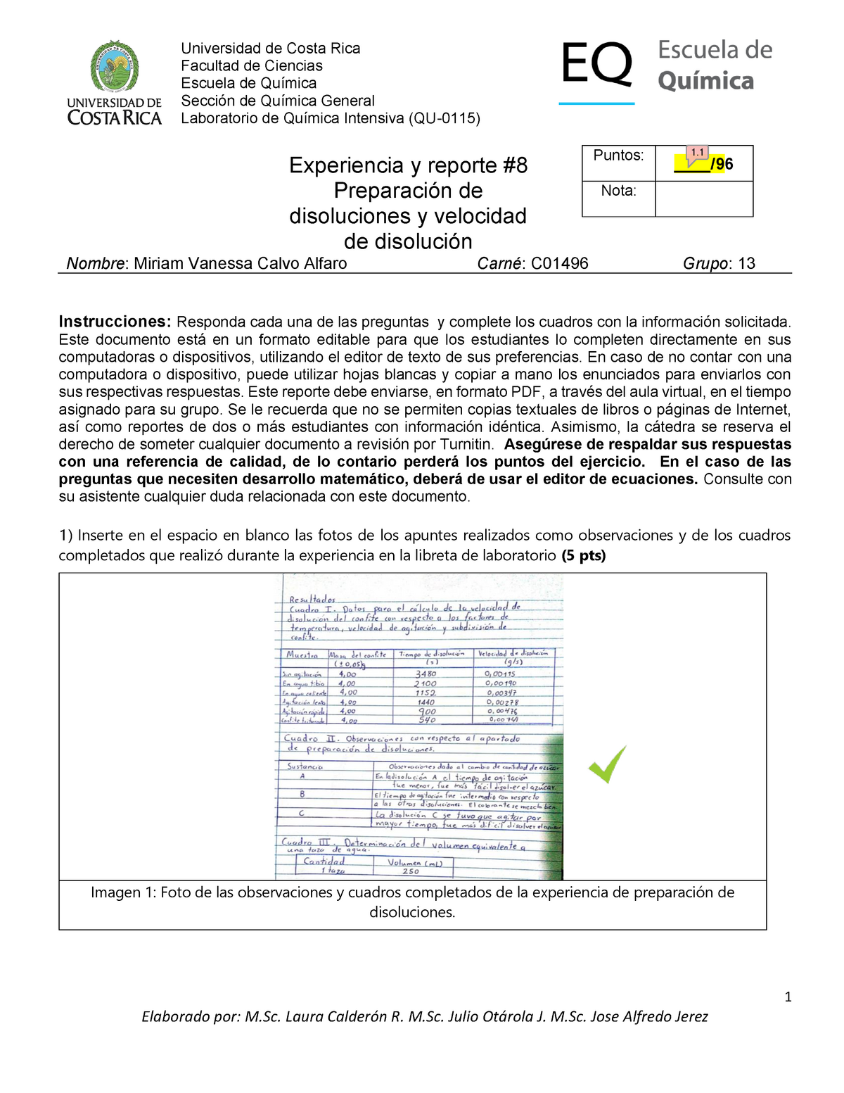 Reporte 8 Preparacion De Disoluciones Y Velocidad De Disoln Studocu