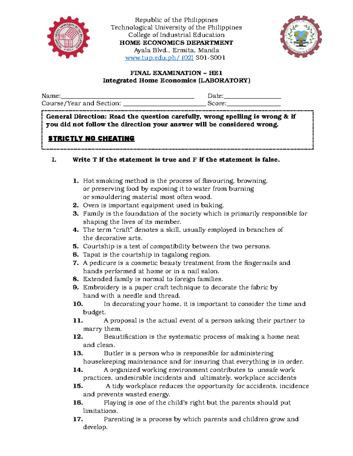 Finals exam in Intregrated Lab - Compro 1c - Republic of the ...