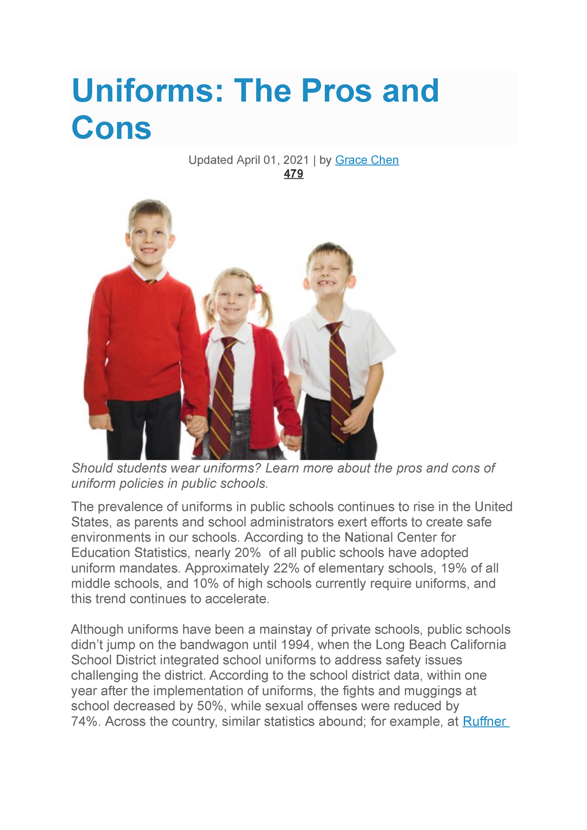 The Pros and Cons of School Uniforms