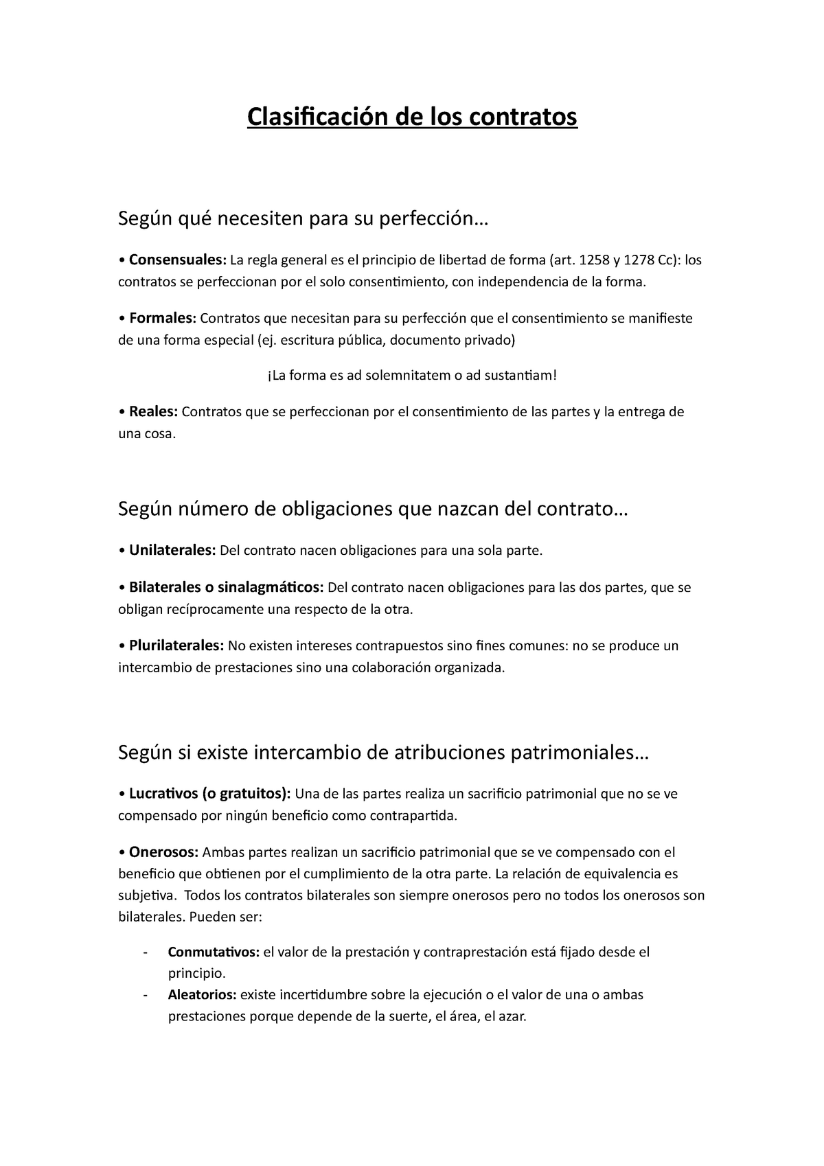 Clasificación De Los Contratos Clasificación De Los Contratos Según Qué Necesiten Para Su 3133