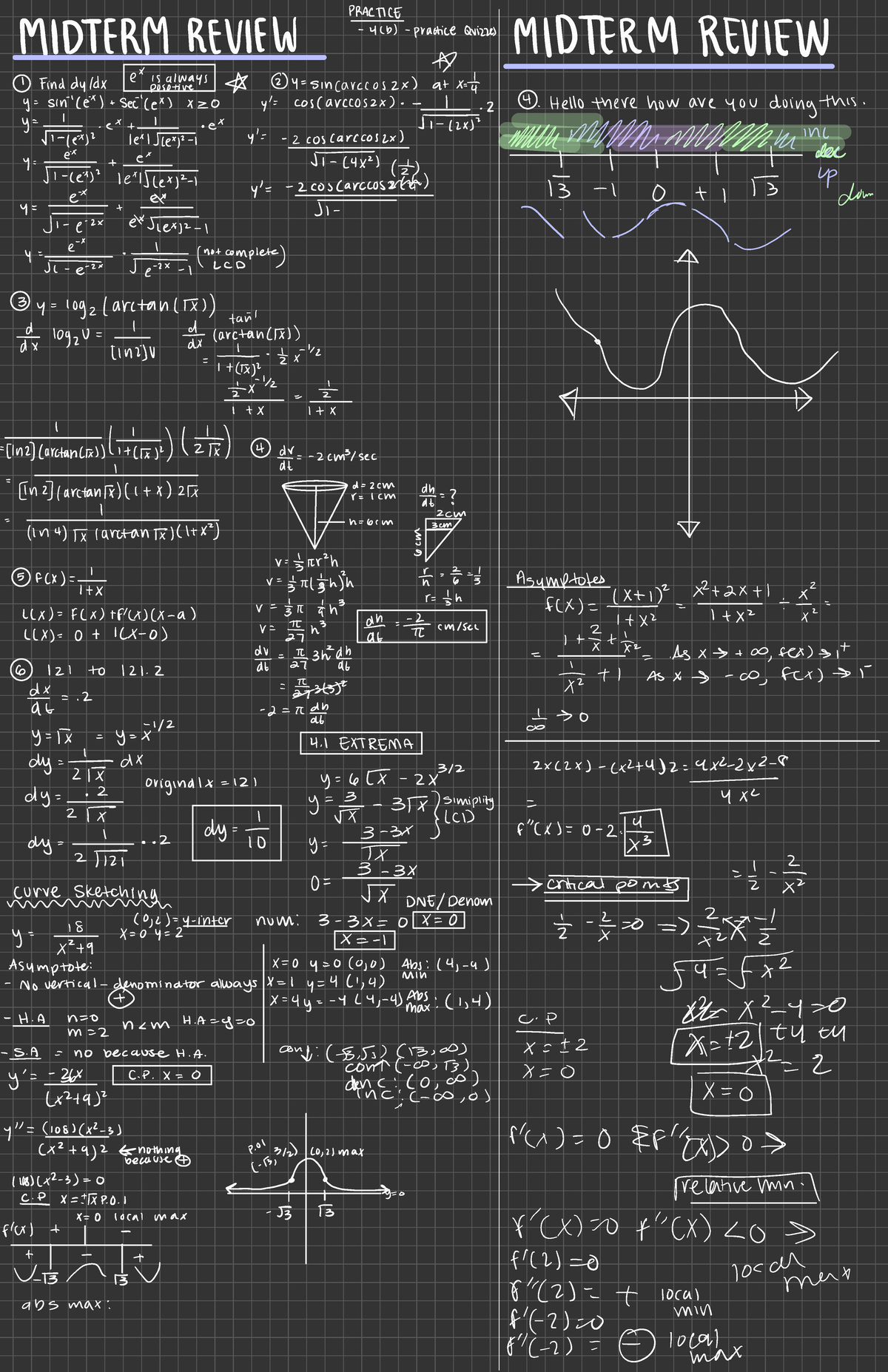 CALC - Midterm Review - PRACTICE MIDTERM REVIEW 